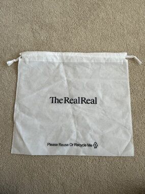 Authentic TheRealReal White Cloth Drawstring Storage Dust Bag  - approx 16x18"